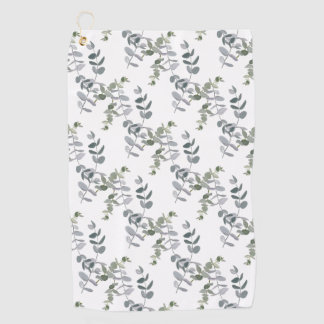 Elegant Sage Green Eucalyptus Leaves Pattern Golfhanddoek