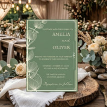 Elegant Sage Green Eucalyptus Wedding Invitation