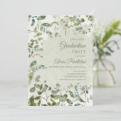 Elegant Sage Green Eucalyptus White Afstuderen Kaart (Staand voorkant)