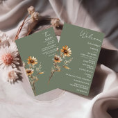 Elégant Sage Green Fleur sauvage Wedding Carte du