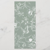 Elégant Sage Green Floral Garden Mariage Menu Plat (Dos)
