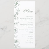 Elégant Sage Green Floral Garden Mariage Menu Plat (Devant)