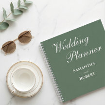 Elegant Sage Green Floral Line Art Wedding Planner