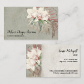 Elegant Sage Green Floral Orchid Foliage Greenery Visitekaartje (Voorkant / Achterkant)