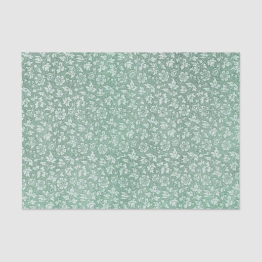 Elegant  Sage Green Floral Pattern Tissuepapier (Voorkant)