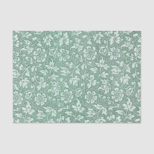 Elegant  Sage Green Floral Pattern Tissuepapier (Voorkant)