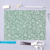 Elegant  Sage Green Floral Pattern Tissuepapier (Craft)