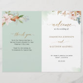 Elegant Sage Green Floral Wedding Ceremony Program (Voorkant)