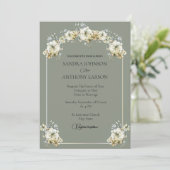 Elegant Sage Green Floral Wedding Invitation (Debout devant)