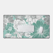 Elégant Sage Green Florals Mat de bureau (Clavier et souris)