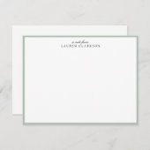 Elegant Sage Green Frame Personalized Note Card Kaart (Voorkant / Achterkant)