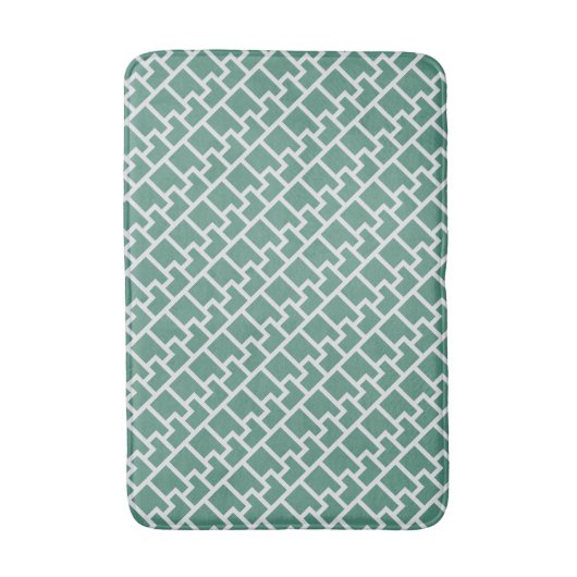 Elegant Sage Green Geometric Pattern Badmat (Voorkant Verticaal)