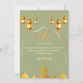 Elegant Sage Green & Gold Mosque Arch Iftar Kaart (Achterkant)