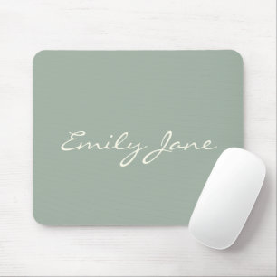 Elegant Sage Green Handgeschreven Script Name Cust Muismat