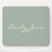 Elegant Sage Green Handgeschreven Script Name Cust Muismat (Voorkant)