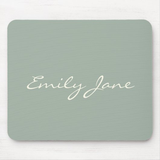 Elegant Sage Green Handgeschreven Script Name Cust Muismat (Voorkant)