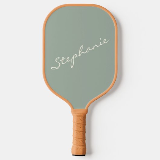 Elegant Sage Green Handgeschreven Script Name Cust Pickleball Paddle (Achterkant)