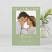 Elegant Sage Green Infinity Monogram Save the Date (Staand voorkant)