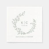 Elegant Sage Green Initials Botanical Wedding Servet (Voorkant)