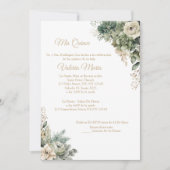 Elégant Sage Green Invitation avec Rose Enchanteur (Devant)