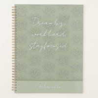 Elégant Sage Green Joli Floral Lotus Dream Big