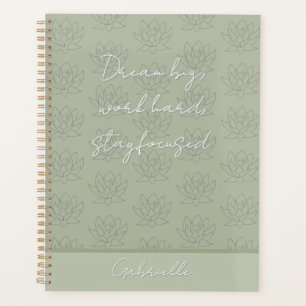Elégant Sage Green Joli Floral Lotus Dream Big