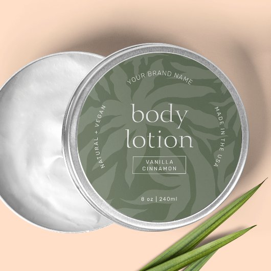 Élégant Sage Green Lotion Jar Round Étiquette prod
