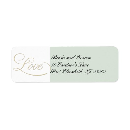 Elegant Sage Green LOVE Return Address Labels (Voorkant)