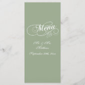 Élégant Sage Green Mariage Menu Modèle (Dos)