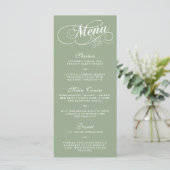 Élégant Sage Green Mariage Menu Modèle (Debout devant)