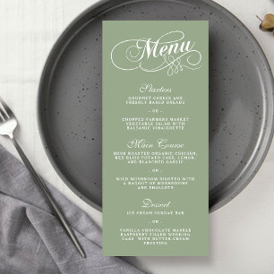Élégant Sage Green Mariage Menu Modèle