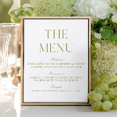 Élégant Sage Green Mariage Menu Signer