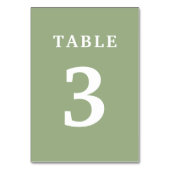 Élégant Sage Green Mariage Numéro de table (Dos)