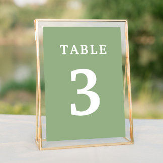 Élégant Sage Green Mariage Numéro de table