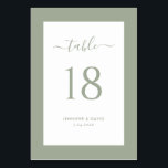 Élégant Sage Green Mariage Numéro de table<br><div class="desc">Numéros de table de mariage vert sauge simple mais élégant. Personnalisez facilement en ligne. Objets correspondants disponibles pour compléter cette carte de numéro de table mariage vert sauge moderne.</div>