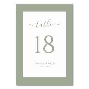 Élégant Sage Green Mariage Numéro de table