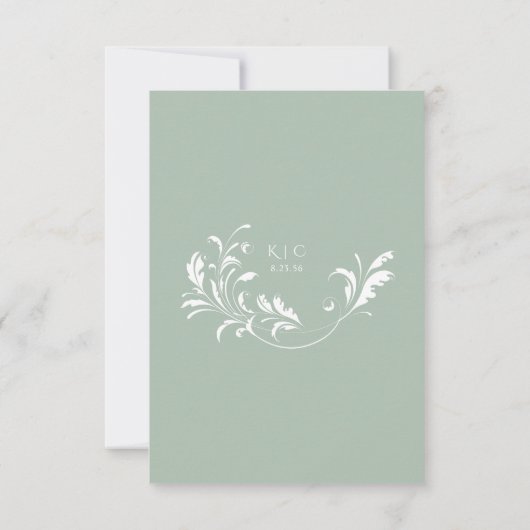 Elegant Sage Green Mariage QR Code Réponse en lign (Dos)