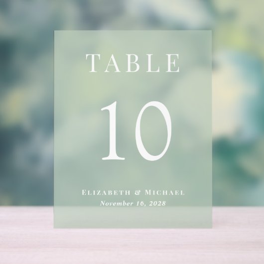 Elégant Sage Green Mariage Réception Numéro de tab (Neutre)