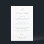 Elégant Sage Green Menu Mariage traditionnel<br><div class="desc">Menus mariage de style classique avec un design simple et intemporel,  avec un script élégant et des polices serif traditionnelles.</div>