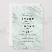 Elegant Sage Green Metallic Marmer Wedding Kaart (Voorkant)