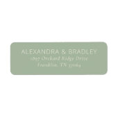Elegant Sage Green Minimalist Etiket (Voorkant)