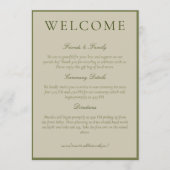 Elegant Sage Green Minimalist Wedding Welcome Programma (Voorkant)