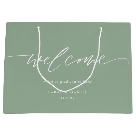 Elégant Sage Green Mint Mariage Bienvenue Sac cade (Devant)