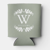 Elegant Sage Green Monogram Blikjeskoeler (Voorkant)