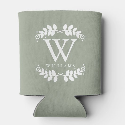Elegant Sage Green Monogram Blikjeskoeler (Achterkant)