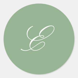 Elegant Sage Green Monogram Ronde Sticker
