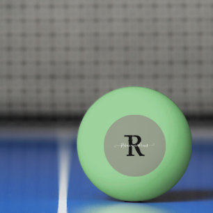 Elegant Sage Green Monogram Script Initiaal Naam Pingpongballen