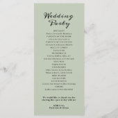 Elégant Sage Green Plat Wedding programme (Dos)