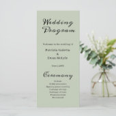 Elégant Sage Green Plat Wedding programme (Debout devant)