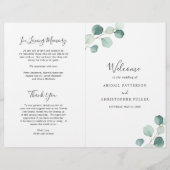 Elégant Sage Green Programme de mariage Eucalyptus (Devant)
